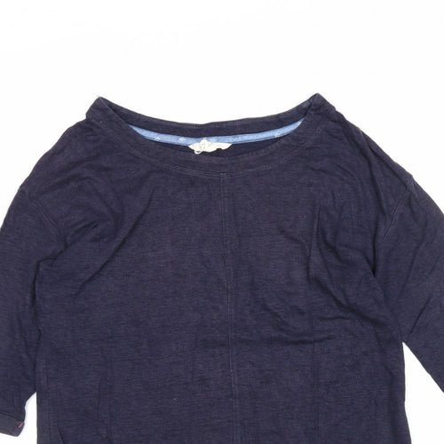 White Stuff Women’s Blue UK 8 Linen 3/4 Sleeve Round Neck Blouse