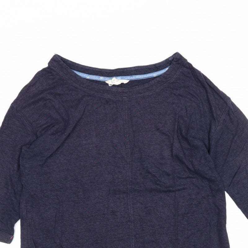 White Stuff Women’s Blue UK 8 Linen 3/4 Sleeve Round Neck Blouse