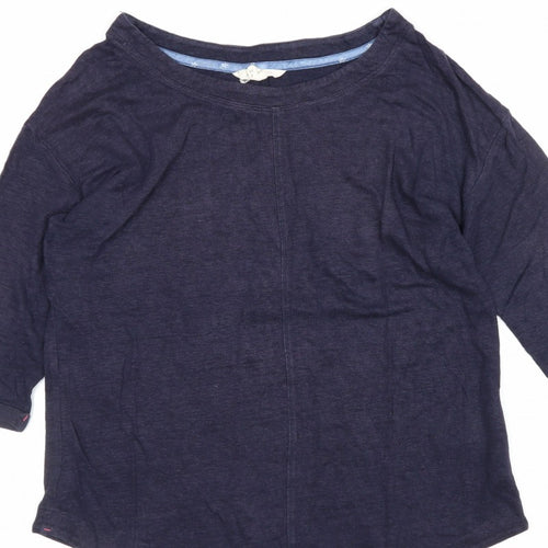 White Stuff Women’s Blue UK 8 Linen 3/4 Sleeve Round Neck Blouse