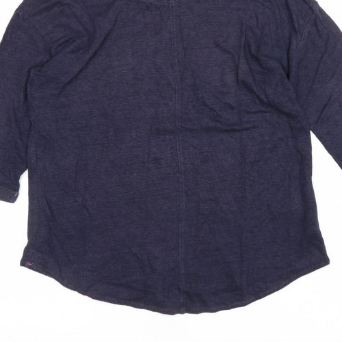 White Stuff Women’s Blue UK 8 Linen 3/4 Sleeve Round Neck Blouse