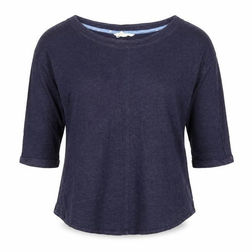 White Stuff Women’s Blue UK 8 Linen 3/4 Sleeve Round Neck Blouse