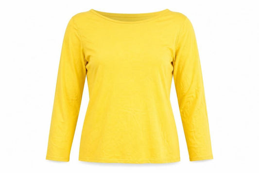 Oasis Women Yellow UK 12 Basic Boat Neck Long Sleeve Jersey Top