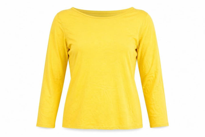Oasis Women Yellow UK 12 Basic Boat Neck Long Sleeve Jersey Top