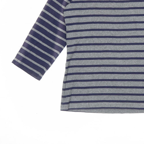Arabella Addison Women Grey XL Striped Boat Neck Bell Sleeve Jersey Top