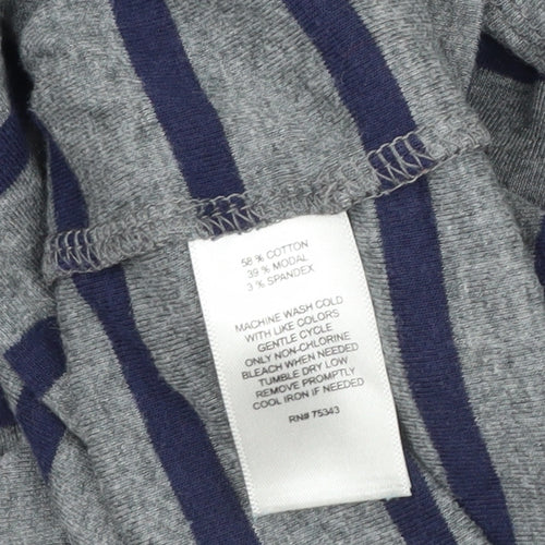 Arabella Addison Women Grey XL Striped Boat Neck Bell Sleeve Jersey Top