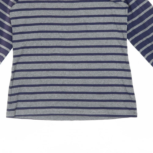 Arabella Addison Women Grey XL Striped Boat Neck Bell Sleeve Jersey Top