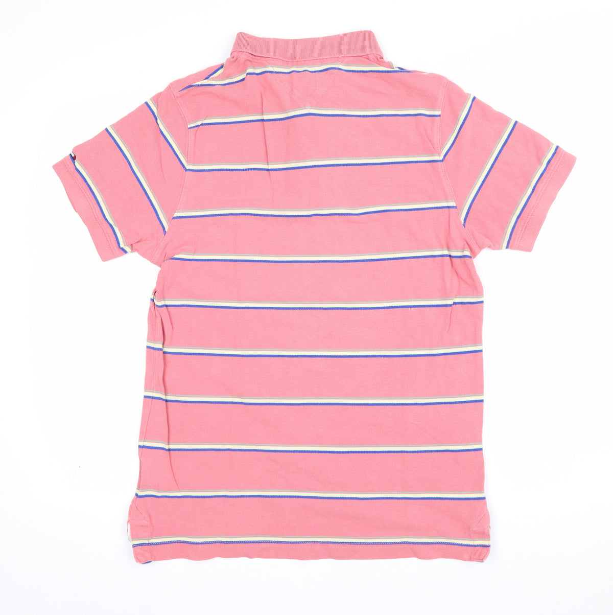 Hilfiger Denim Women’s Pink Striped Cotton Polo Shirt L Short Sleeve