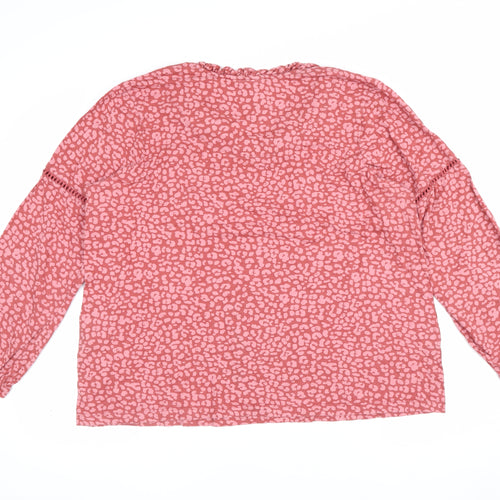 Joules Women’s Pink UK 16 V-Neck Ruffle Tie Animal Print Blouse