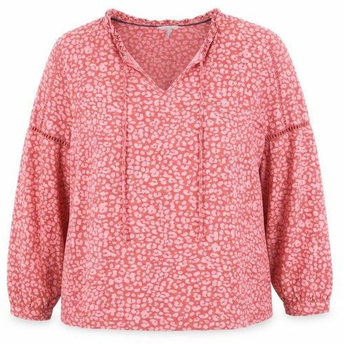 Joules Women’s Pink UK 16 V-Neck Ruffle Tie Animal Print Blouse