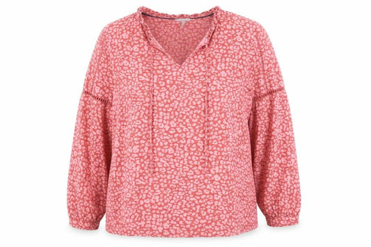 Joules Women’s Pink UK 16 V-Neck Ruffle Tie Animal Print Blouse