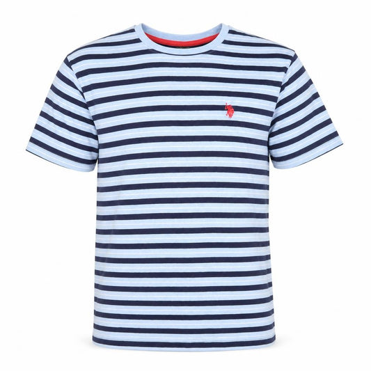 U.S. Polo Assn. Men's Blue Navy Striped Logo Crew Neck T-Shirt L