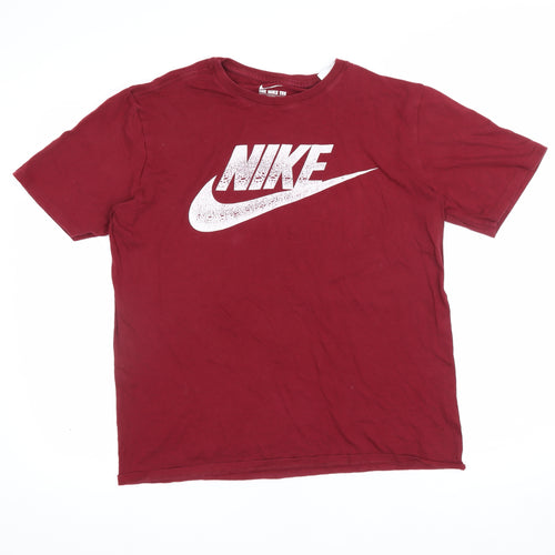 Nike Men’s Red M Athletic Fit Logo Graphic Cotton T-Shirt