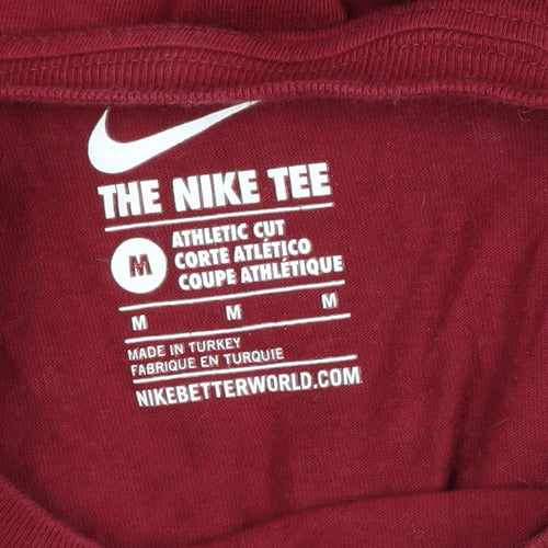 Nike Men’s Red M Athletic Fit Logo Graphic Cotton T-Shirt