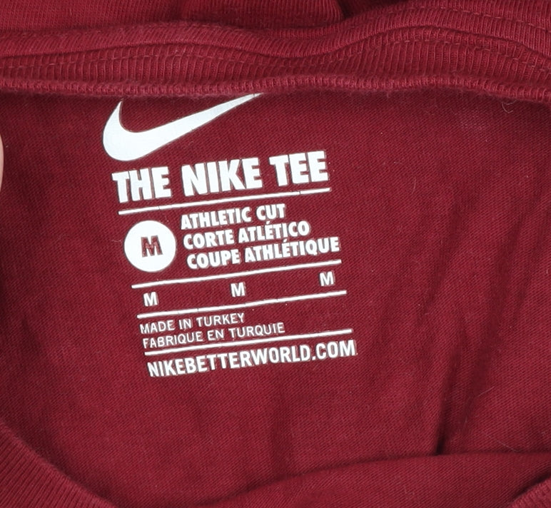 Nike Men’s Red M Athletic Fit Logo Graphic Cotton T-Shirt