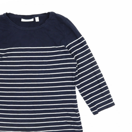 The White Company Women Blue Stripe Modal Cotton Long Sleeve T-Shirt UK 12