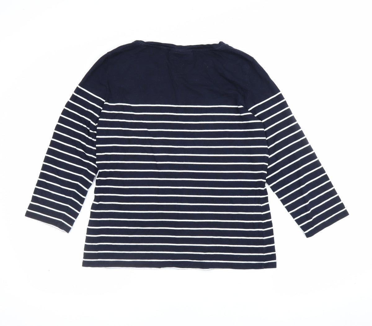 The White Company Women Blue Stripe Modal Cotton Long Sleeve T-Shirt UK 12