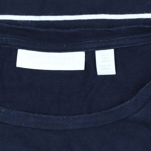 The White Company Women Blue Stripe Modal Cotton Long Sleeve T-Shirt UK 12