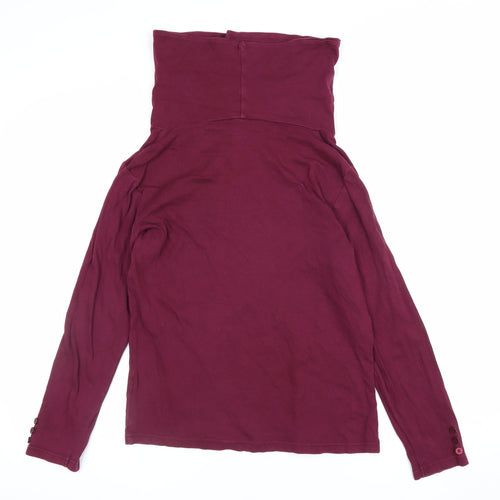 Cotton Traders Women Red UK 12 Roll Neck Long Sleeve Jersey Top