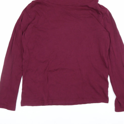 Cotton Traders Women Red UK 12 Roll Neck Long Sleeve Jersey Top