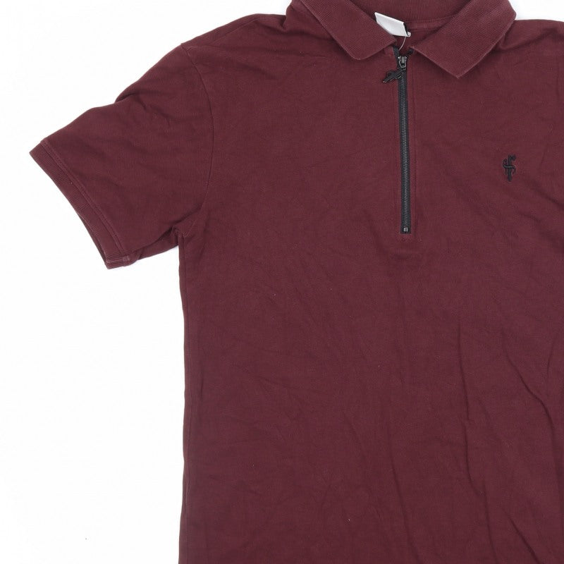 Father Sons Men’s M Burgundy Red 1/4 Zip Short Sleeve Polo