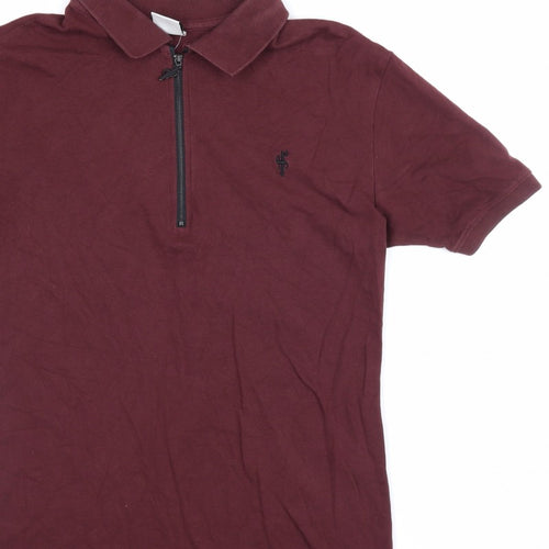 Father Sons Men’s M Burgundy Red 1/4 Zip Short Sleeve Polo