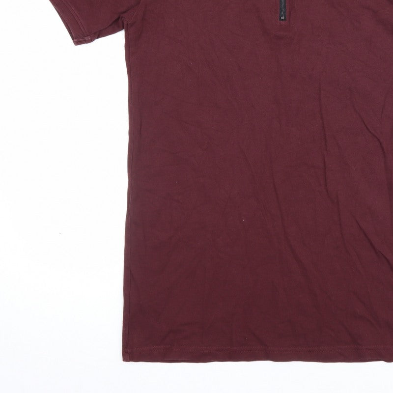 Father Sons Men’s M Burgundy Red 1/4 Zip Short Sleeve Polo