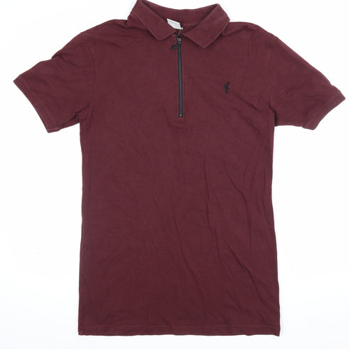 Father Sons Men’s M Burgundy Red 1/4 Zip Short Sleeve Polo