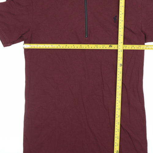 Father Sons Men’s M Burgundy Red 1/4 Zip Short Sleeve Polo