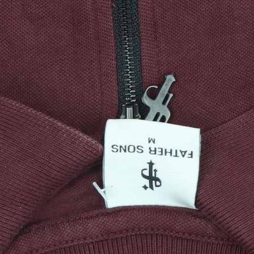 Father Sons Men’s M Burgundy Red 1/4 Zip Short Sleeve Polo