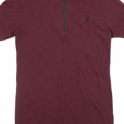 Father Sons Men’s M Burgundy Red 1/4 Zip Short Sleeve Polo