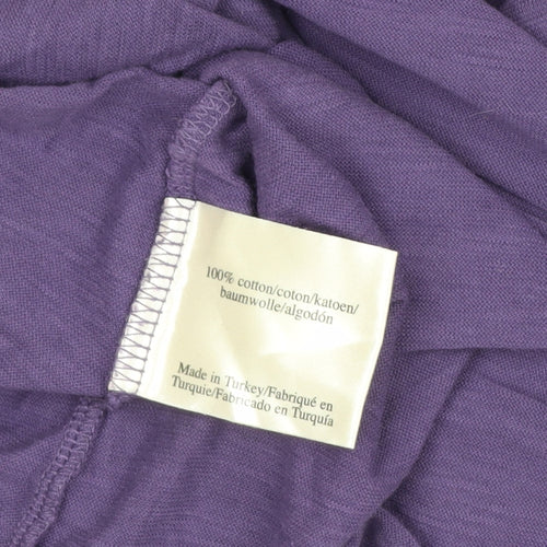 Laura Ashley Women Purple UK 10 Cotton Scoop Neck Cap Sleeve T-Shirt