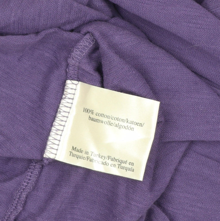 Laura Ashley Women Purple UK 10 Cotton Scoop Neck Cap Sleeve T-Shirt