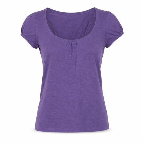 Laura Ashley Women Purple UK 10 Cotton Scoop Neck Cap Sleeve T-Shirt