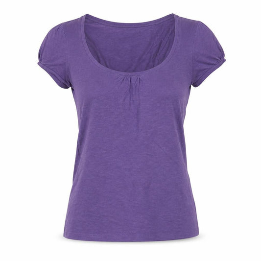 Laura Ashley Women Purple UK 10 Cotton Scoop Neck Cap Sleeve T-Shirt