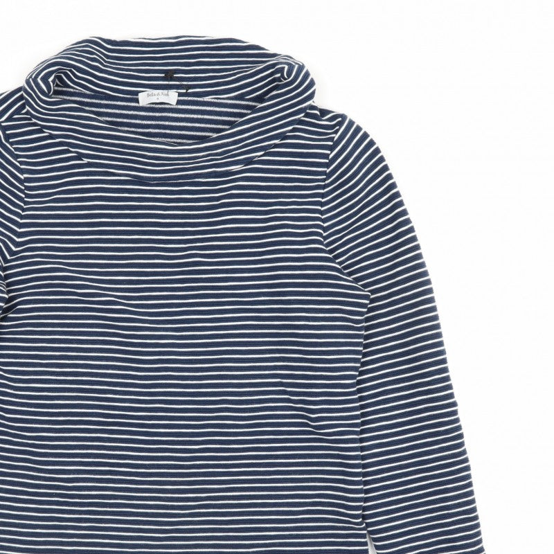 Bella di Notte Women’s Blue Stripe Cowl Neck Jumper Size 8 Cotton