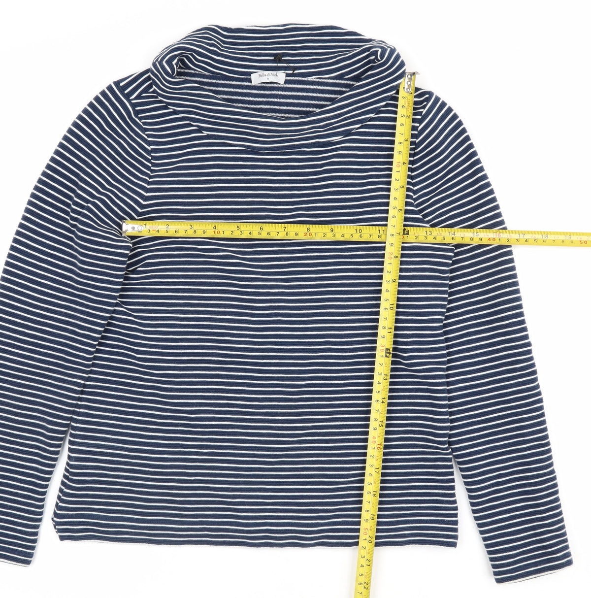 Bella di Notte Women’s Blue Stripe Cowl Neck Jumper Size 8 Cotton