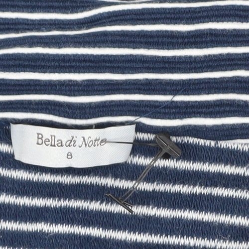 Bella di Notte Women’s Blue Stripe Cowl Neck Jumper Size 8 Cotton