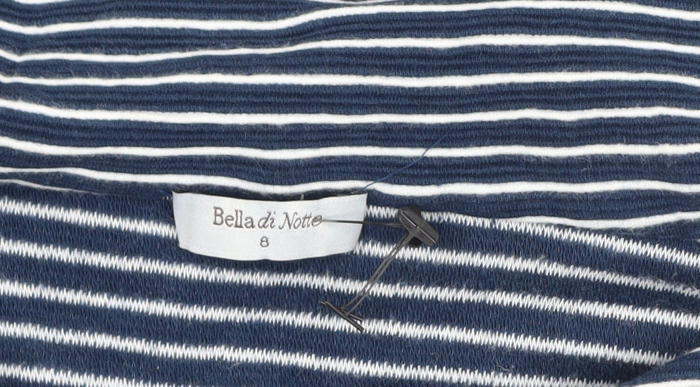 Bella di Notte Women’s Blue Stripe Cowl Neck Jumper Size 8 Cotton