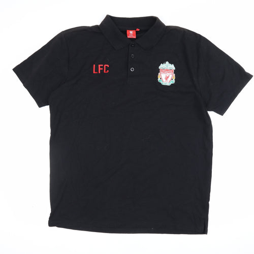 Liverpool FC Men’s Black XL Embroidered Football Polo Shirt