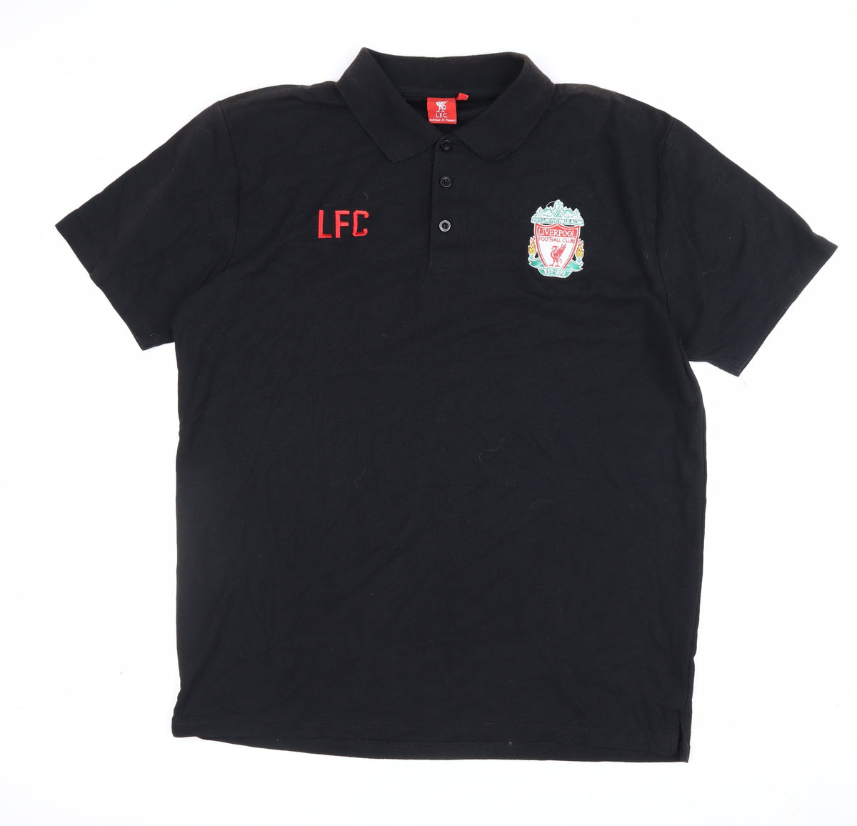 Liverpool FC Men’s Black XL Embroidered Football Polo Shirt