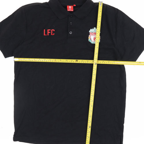 Liverpool FC Men’s Black XL Embroidered Football Polo Shirt