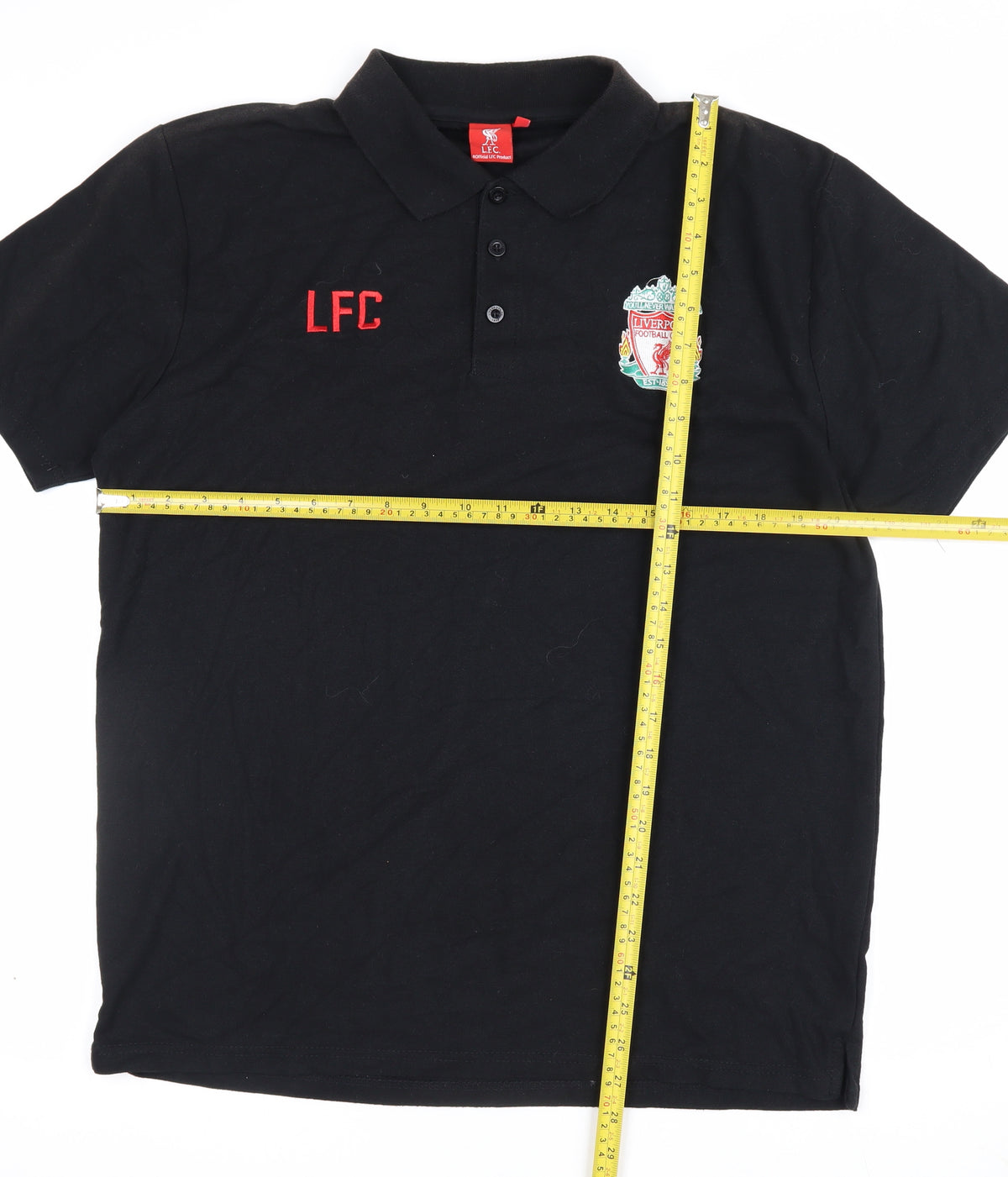 Liverpool FC Men’s Black XL Embroidered Football Polo Shirt