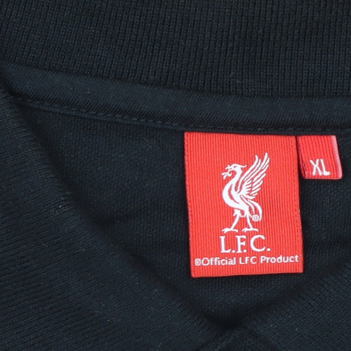 Liverpool FC Men’s Black XL Embroidered Football Polo Shirt
