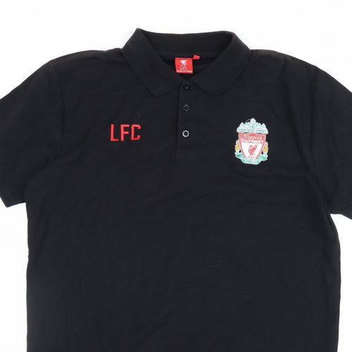 Liverpool FC Men’s Black XL Embroidered Football Polo Shirt