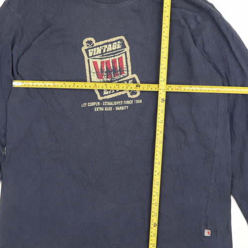 Lee Cooper Mens Blue XL Long Sleeve Varsity Graphic Print T-Shirt