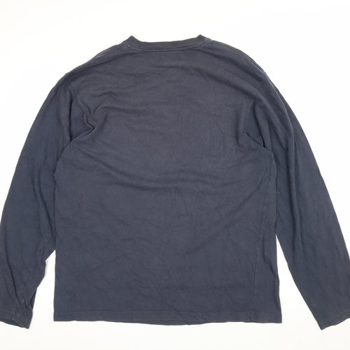 Lee Cooper Mens Blue XL Long Sleeve Varsity Graphic Print T-Shirt