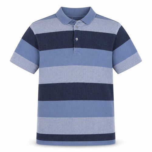 Marks & Spencer Men’s Blue 2XL Regular Striped Short Sleeve Polo Shirt