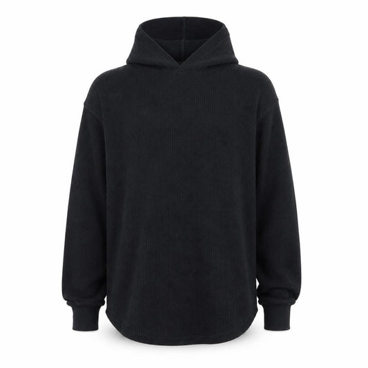 Uniqlo Men’s Black M Waffle Knit Pullover Hoodie Hooded Long Sleeve