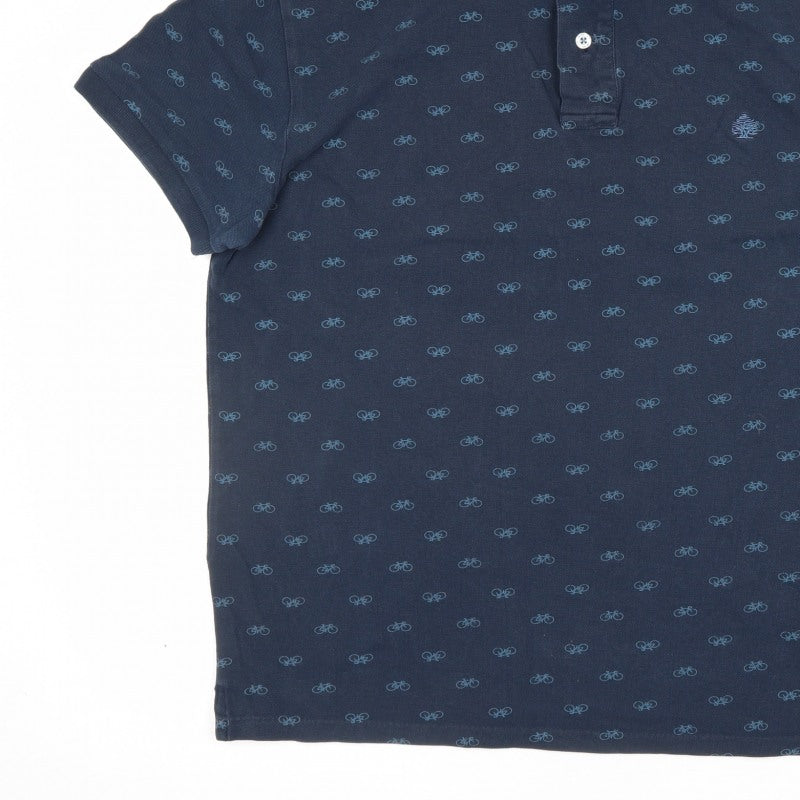 Springfield Men’s Blue XL Bicycle Print Short Sleeve Polo Shirt