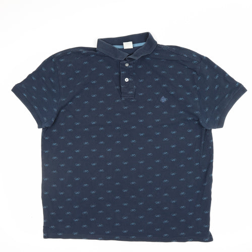 Springfield Men’s Blue XL Bicycle Print Short Sleeve Polo Shirt